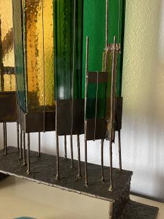 Brutalist Bronze and Glass Sculpture - 2444788
