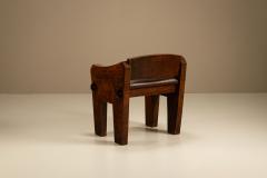 Brutalist Bulky Artisanal Chair in Wood 1960s - 4436529