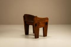 Brutalist Bulky Artisanal Chair in Wood 1960s - 4436534
