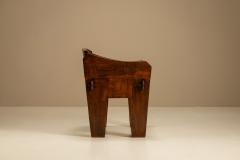 Brutalist Bulky Artisanal Chair in Wood 1960s - 4436536