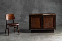 Brutalist Cabinet with Leather Clad Doors Africa Mid 20th Century - 4606667