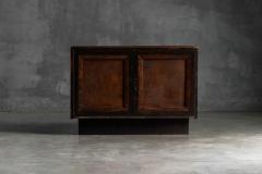 Brutalist Cabinet with Leather Clad Doors Africa Mid 20th Century - 4606672