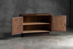 Brutalist Cabinet with Leather Clad Doors Africa Mid 20th Century - 4606676