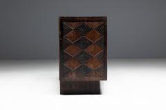 Brutalist Cabinet with Leather Clad Doors Africa Mid 20th Century - 4606777