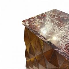 Brutalist Cabinets in Wood and Rosso Levanto Marble - 4224632