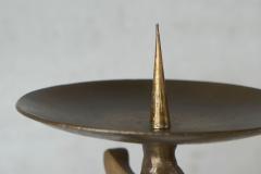 Brutalist Candle Holder in Patinated Sand Cast Brass 1960s - 4582577