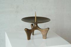 Brutalist Candle Holder in Patinated Sand Cast Brass 1960s - 4582584