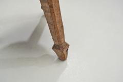 Brutalist Carved Oak Stool Belgium 1950s - 3412959
