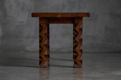 Brutalist Carved Wood Console Table France 1960s - 4586635