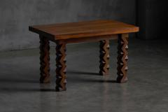 Brutalist Carved Wood Console Table France 1960s - 4586638