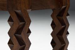 Brutalist Carved Wood Console Table France 1960s - 4586685