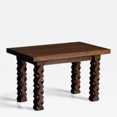 Brutalist Carved Wood Console Table France 1960s - 4590325