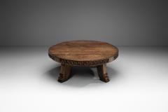 Brutalist Carved Wooden Coffee Table Europe Mid 20th Century - 4294503