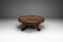 Brutalist Carved Wooden Coffee Table Europe Mid 20th Century - 4294505