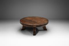 Brutalist Carved Wooden Coffee Table Europe Mid 20th Century - 4294506