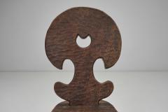 Brutalist Carved Wooden Fireplace Chairs Spain ca 1960s - 4301507
