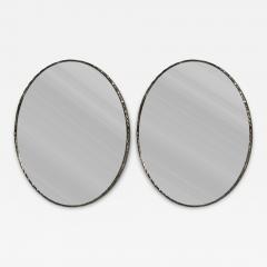 Brutalist Circular Wall Mirrors Hammered Metal Distressed Glass 21st c  - 4598206