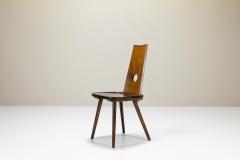 Brutalist Dining Chairs in Solid Cherry Wood Set of 9 France 1960s - 3863047