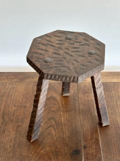 Brutalist French Gauge Carved Stool - 4196241