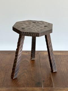 Brutalist French Gauge Carved Stool - 4196244