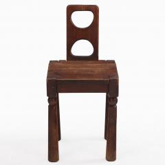 Brutalist French Oak Small Side Chair C 1940  - 4597557