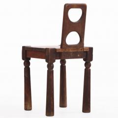 Brutalist French Oak Small Side Chair C 1940  - 4597559