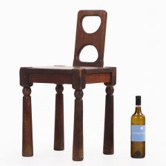 Brutalist French Oak Small Side Chair C 1940  - 4597561