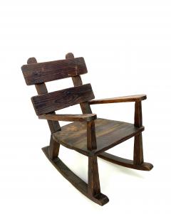 Brutalist French rarest raw pine pair of rocking chairs - 1950767