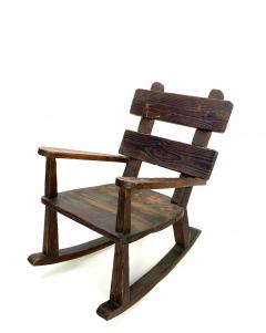 Brutalist French rarest raw pine pair of rocking chairs - 1950768