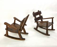 Brutalist French rarest raw pine pair of rocking chairs - 1950769