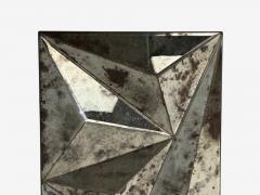 Brutalist Geometric Wall Mirror Distressed Beveled Glass Wood 21st C  - 4529560