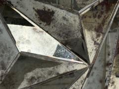 Brutalist Geometric Wall Mirror Distressed Beveled Glass Wood 21st C  - 4529562