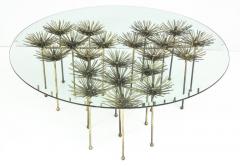 Brutalist Gilt Floral Table with Glass Top in the Manner of Seandel or Jere - 1146228