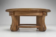 Brutalist Glazed Oak Side Table Belgium 1960s - 3327422