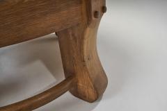 Brutalist Glazed Oak Side Table Belgium 1960s - 3327425