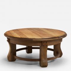 Brutalist Glazed Oak Side Table Belgium 1960s - 3359941