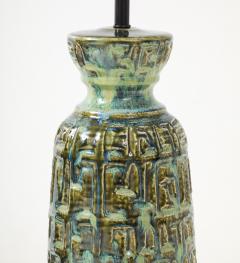 Brutalist Green Blue Glazed Ceramic Lamps - 4292239