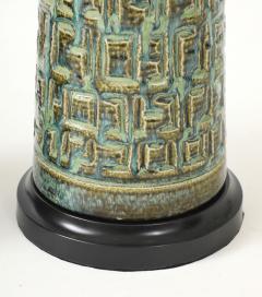 Brutalist Green Blue Glazed Ceramic Lamps - 4292240