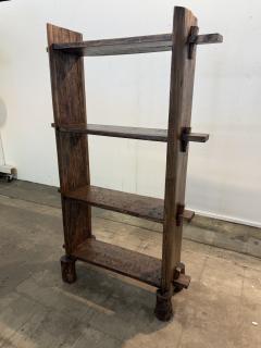 Brutalist Handcrafted Solid Wood Open Shelf Bookcase - 4557399