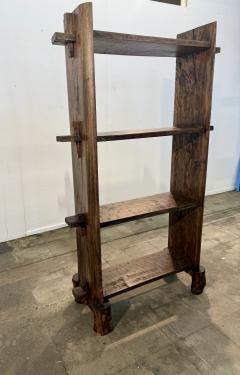 Brutalist Handcrafted Solid Wood Open Shelf Bookcase - 4557400