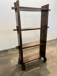 Brutalist Handcrafted Solid Wood Open Shelf Bookcase - 4557402