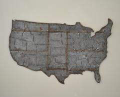 Brutalist Metal USA Map Wall Sculpture - 2177725