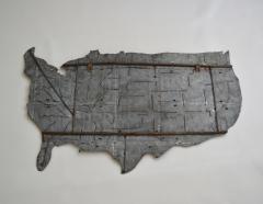 Brutalist Metal USA Map Wall Sculpture - 2177758