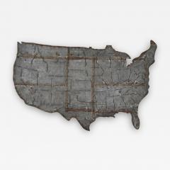 Brutalist Metal USA Map Wall Sculpture - 2184544