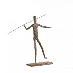 Brutalist Mid Century Man Throwing Spear Steel Sculpture - 3695837