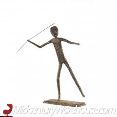 Brutalist Mid Century Man Throwing Spear Steel Sculpture - 3695840