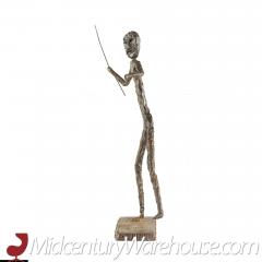 Brutalist Mid Century Man Throwing Spear Steel Sculpture - 3695841