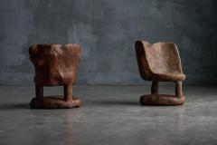 Brutalist Monoxyle Chairs France 1980s - 3954437