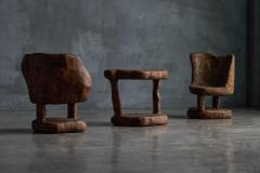 Brutalist Monoxyle Chairs France 1980s - 3954453