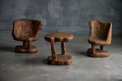 Brutalist Monoxyle Chairs France 1980s - 3954463